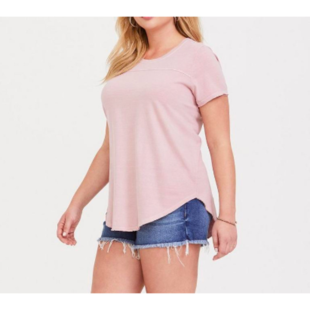 Torrid Short Sleeve Mauve Washed Classic Fit Tee Shirt Size 0 Plus